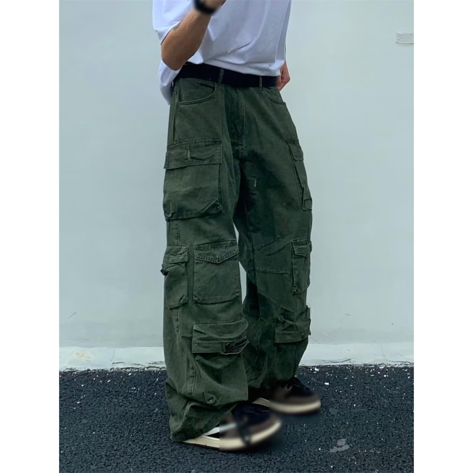 Pantaloni cargo per gli uomini Popolare Riso Bianco Multi-Tasche Tuta Uomo Allentato Pantaloni Casual Dritti Pantaloni