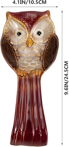 Miniatura 5 de Cuchara creativa de cerámica con diseño de búho de cocina, cuchara de descanso, tenedor, soporte para espátula, decoración de mesa para el hogar y