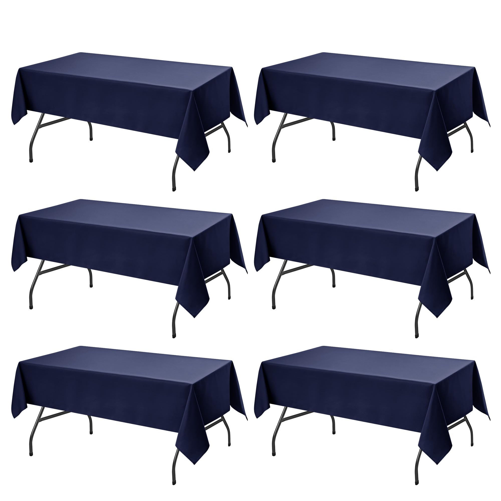 6-Pack Navy Blue Tablecloths for Rectangle Tables, 60 x 102 Inches