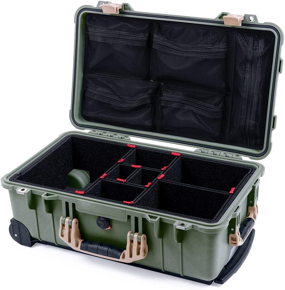 Pelican Color Case OD Green & Tan Pelican 1510 case with TrekPak dividers & mesh lid Organizer.