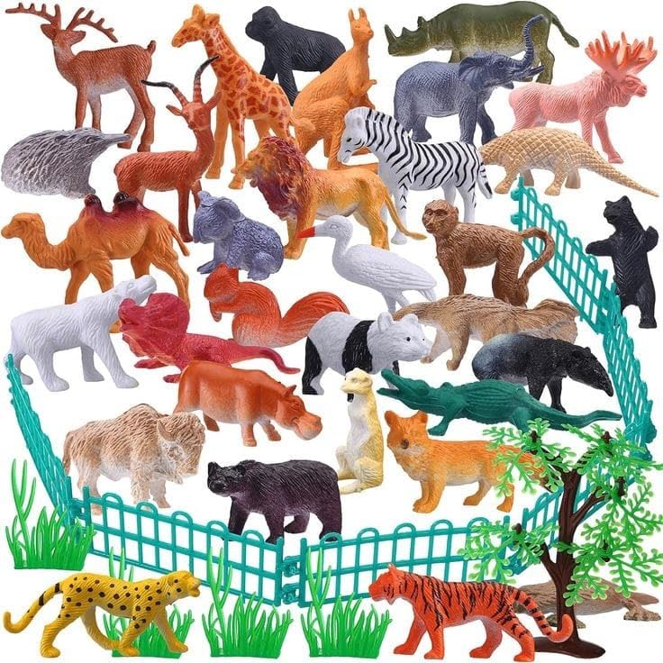 Image of Craft and Toys Animal for Kids Sets of 12PCS Wild Zoo Animals Set Animals Zebra, Lion, Tiger Jungle Safari Janwar Jurrasic World Farm
