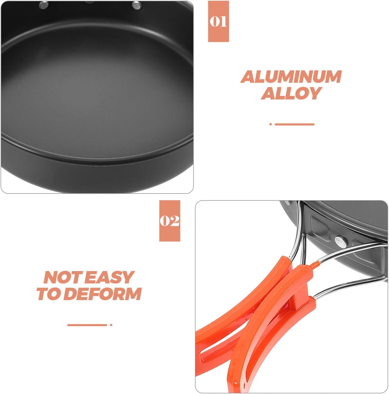 TOYANDONA Lightweight Aluminum Alloy Camping Cooking Pot with Ergonomic Handle, Nonstick Small Frying Pan for Hiking Trips and Outdoor Camping, Portable Backpacking Cookware