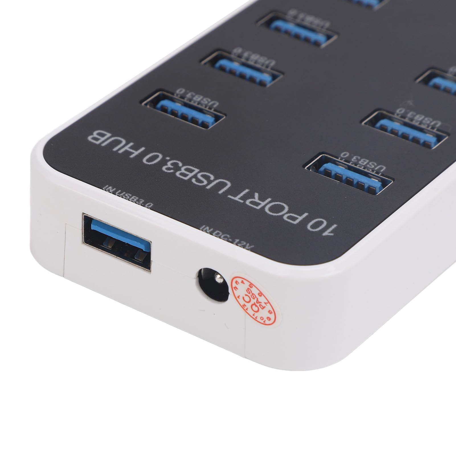 Data Hub Splitter 10 Ports USB 3.0 Szybka transmisja danych Docking Station z portem zasilającym DC12V24V dla laptopowej konsoli do gier Solidne Materiał PC ABS