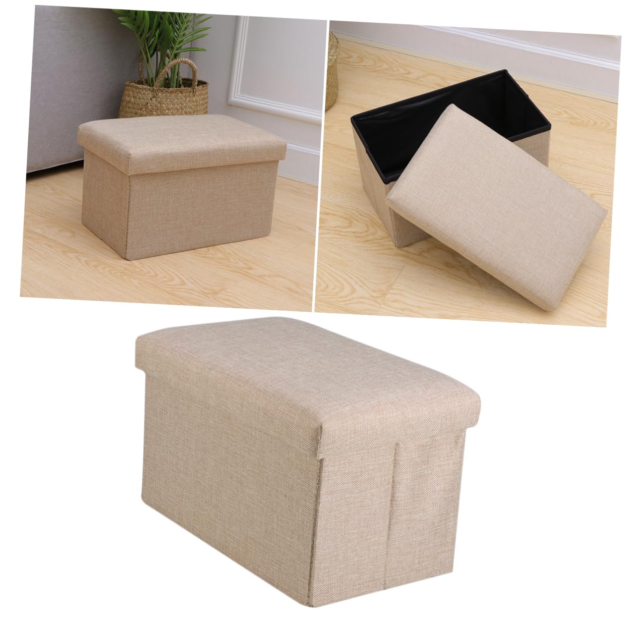 SEWOART Baúl de Juguetes Plegable con Almacenamiento Banco de Tela de Lino Reposapiés para Dormitorio Sala de Estar Caja Multiusos