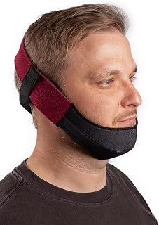 LIfeSource Made in U.S.A. Anti Snoring Chin Strap for CPAP Users, Chin Strap for Snoring Solution, Breathable, Adjustable, Comfortable Sleep Support for Men & Women, Snoring Support, Ruby Red