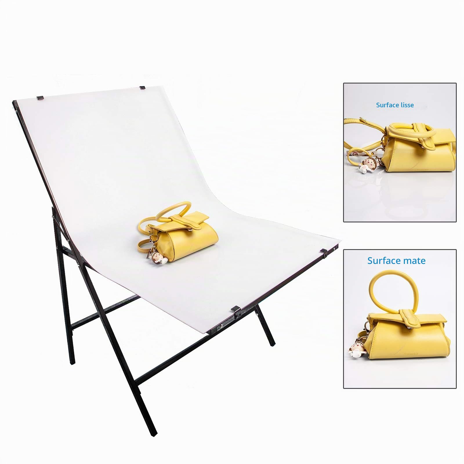 Table de Prise de Vue Pliable, Shooting Table 60x100cm Portable Non Réfléchissant avec 3 Pvc Fond pour Studio Photographie Tentes de Shooting