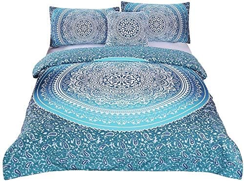Sleepwish 4 Pcs Bohemian Luxury Boho Bedding Crystal Arrays Bedding Quilt Bedspread Mandala Hippie Duvet Cover Set Cal-King Size