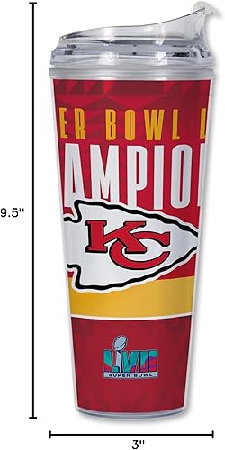 Miniatura 4 de Rico Industries NFL Kansas City Chiefs 2023 Super Bowl Champions - Vaso de acrílico de 24 onzas con tapa con bisagras