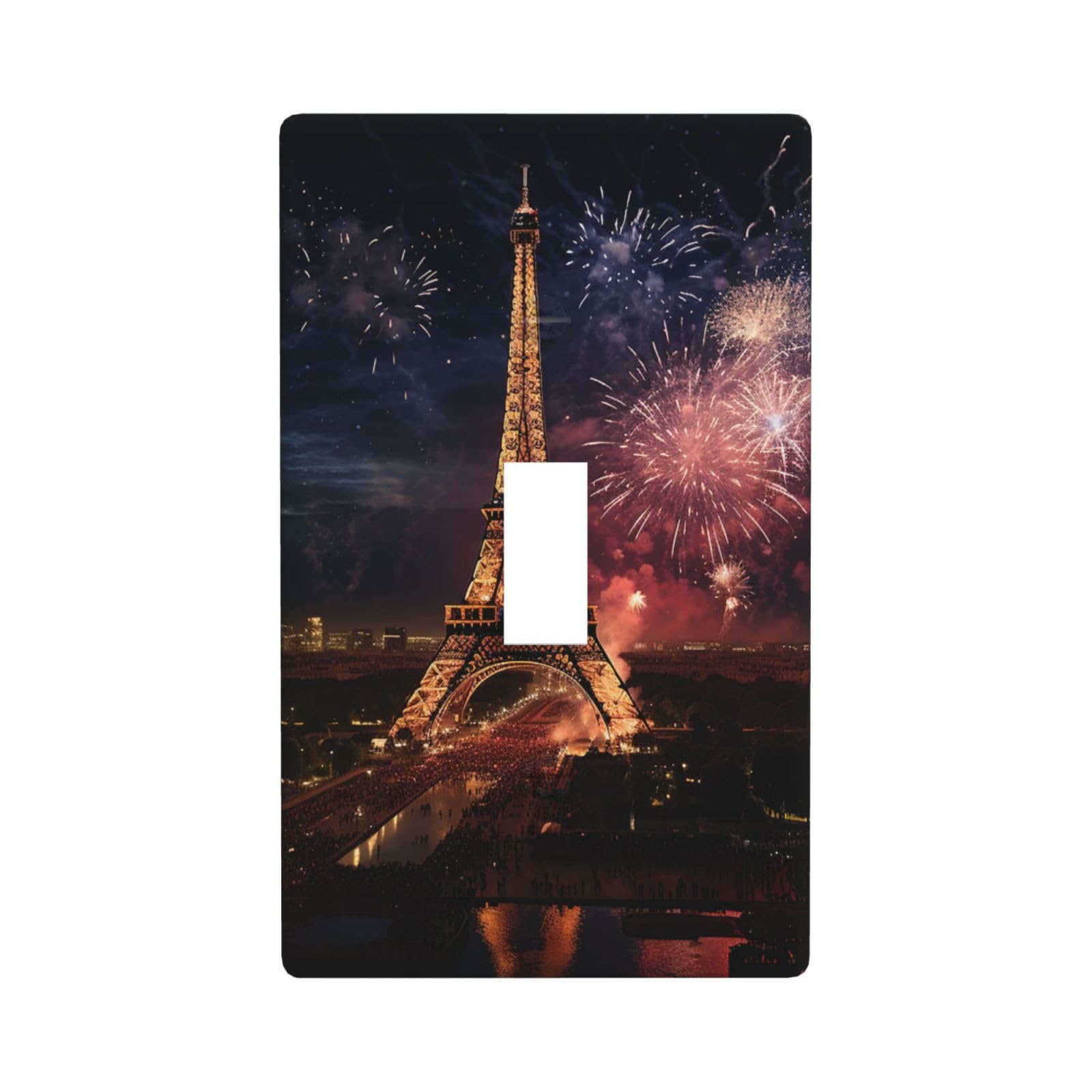 1-Gang Decorator Wall Plate Eiffel Tower Fireworks Light Switch Cover Single Toggle Receptacle Outlet Wall Plate 4.5" x 2.8" Wallplate Unbreakable Polycarbonate Outlet Faceplates Covers