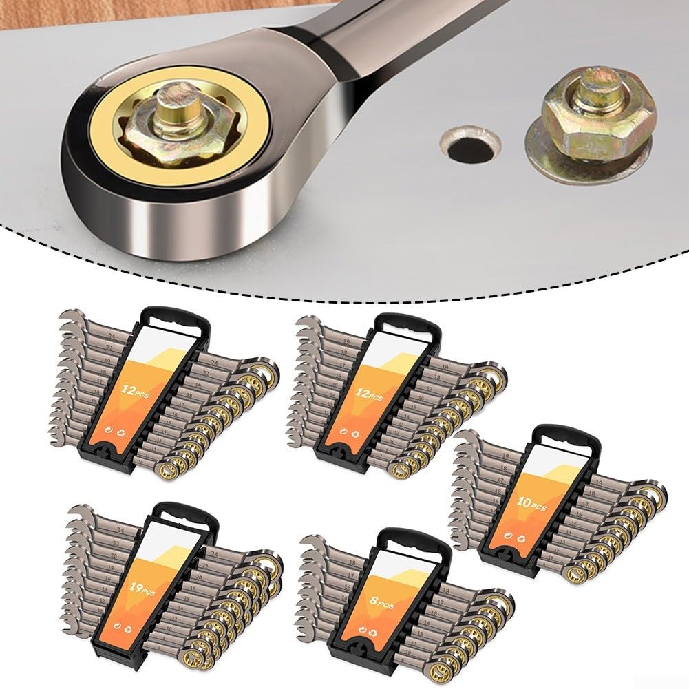 Set di chiavi a cricchetto a 72 denti forgiate in cromo vanadio con testa a doppio uso con acciaio Torx per la riparazione di auto e elettrodomestici (19 pezzi 624)