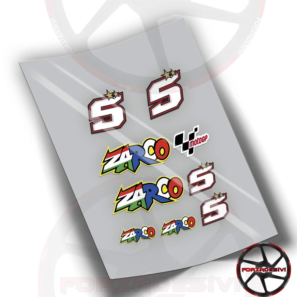FORZADESIVI Johan Zarco 5 MOTOGP Sticker FA21 Stickers - Bubble Style Cartoon Vinyl Stickers - Red - 20 Count - Waterproof - Indoor/Outdoor - MotoGP, Johan Zarco
