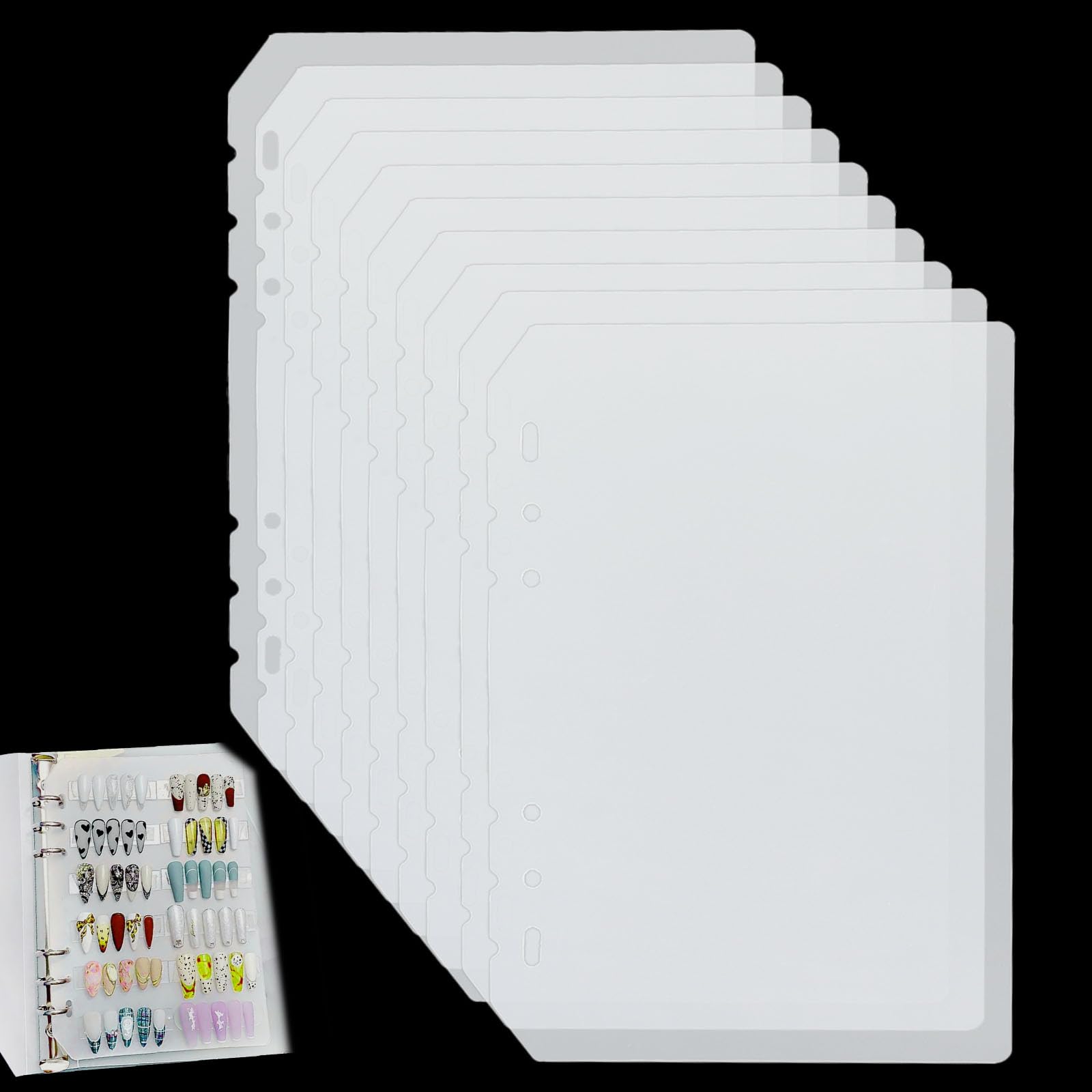 Nail Swatches, Nail Storage, Swatch Book Press On Book Insert Removable Display Stand Cover Binder Suitable for Salons and Enthusiasts (A5)