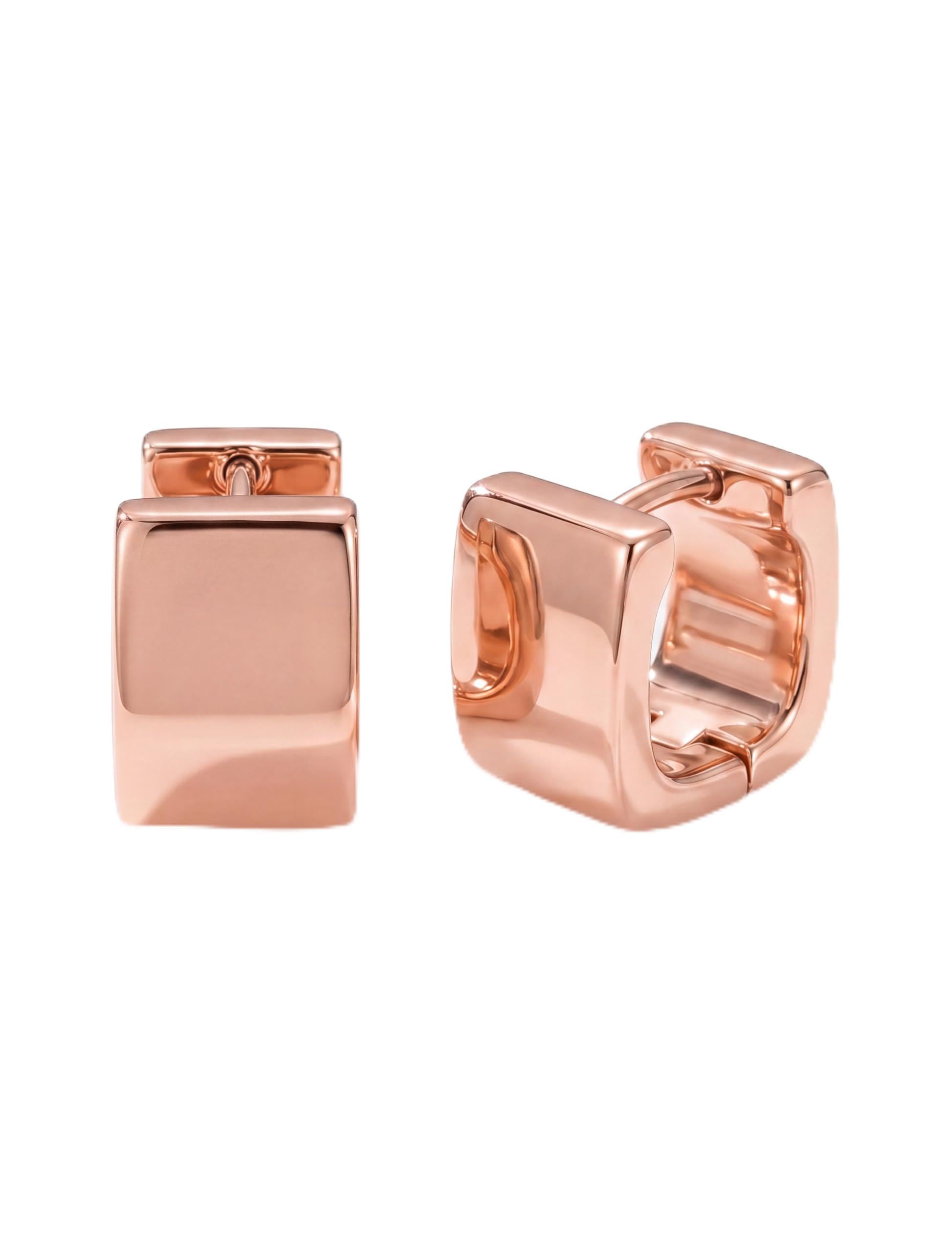 MUMREUES Ohrringe Gold Creolen 14 Karat Vergoldet Quadrat Ohrringe Damen Stecker Hypoallergen Wasserfest Minimalist Schmuck Geschenke
