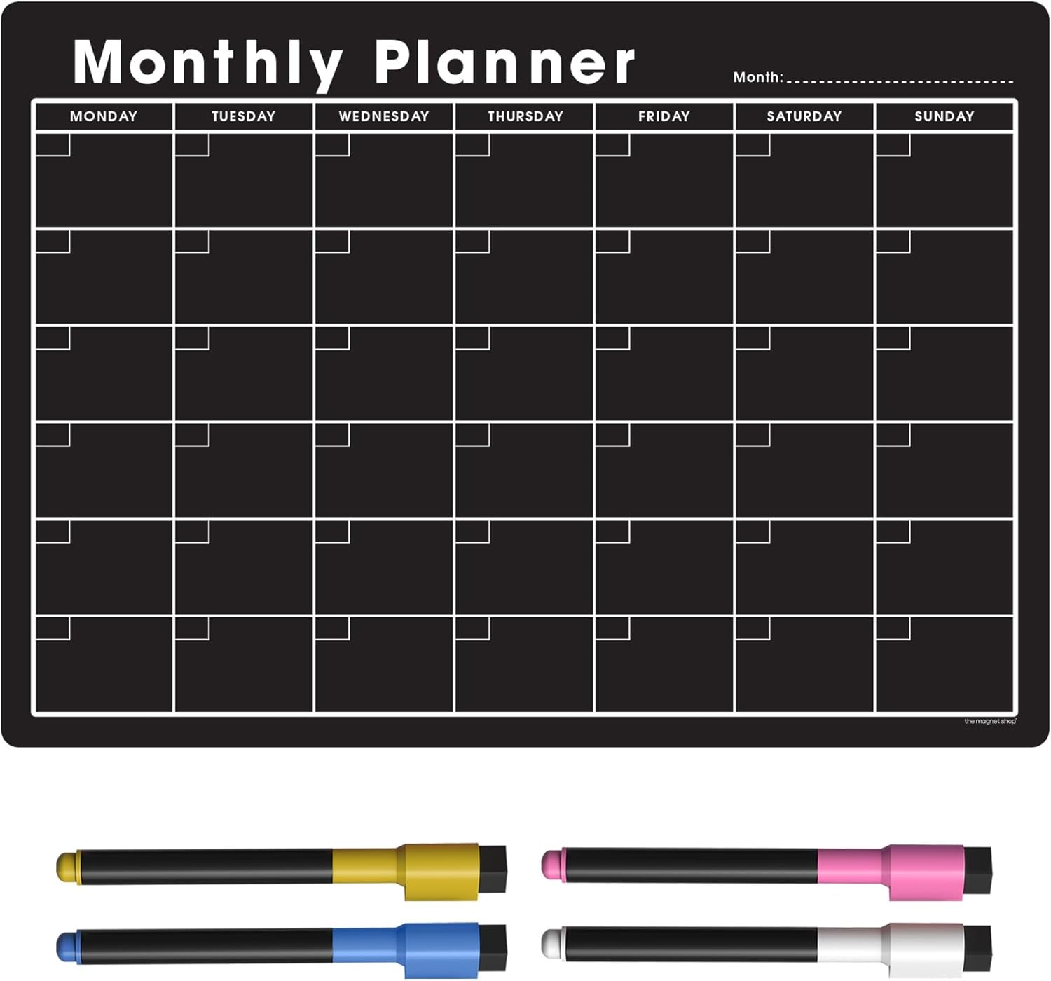 TMS A3 Monthly Planner Blackboard Fridge Calendar for Meal Prep, Work or Family