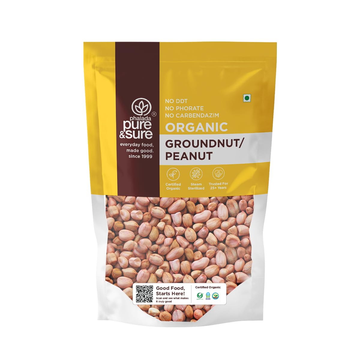 Pure & Sure Organic Groundnut (Peanut) 500G | 100% Natural Moongfali/Peanut Raw | High Protein | No Preservatives, No Trans-Fat | Steam Sterilized| Ready to Eat, Healthy Snack