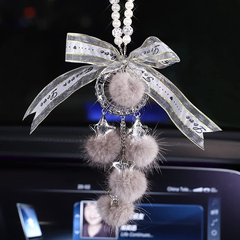 Pendentif Perle De Verre Rose Pour Rétroviseur - Décoration Intérieur Voiture Femme - Design élégant Et Minimaliste