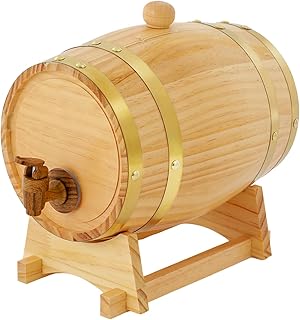 3L/0.66Gal Wood Oak Wine Barrel Dispenser, Whiskey Beer Barrel with Stand, Mini Whiskey Barrels for Beer Brandy Tequila Whiskey Rum