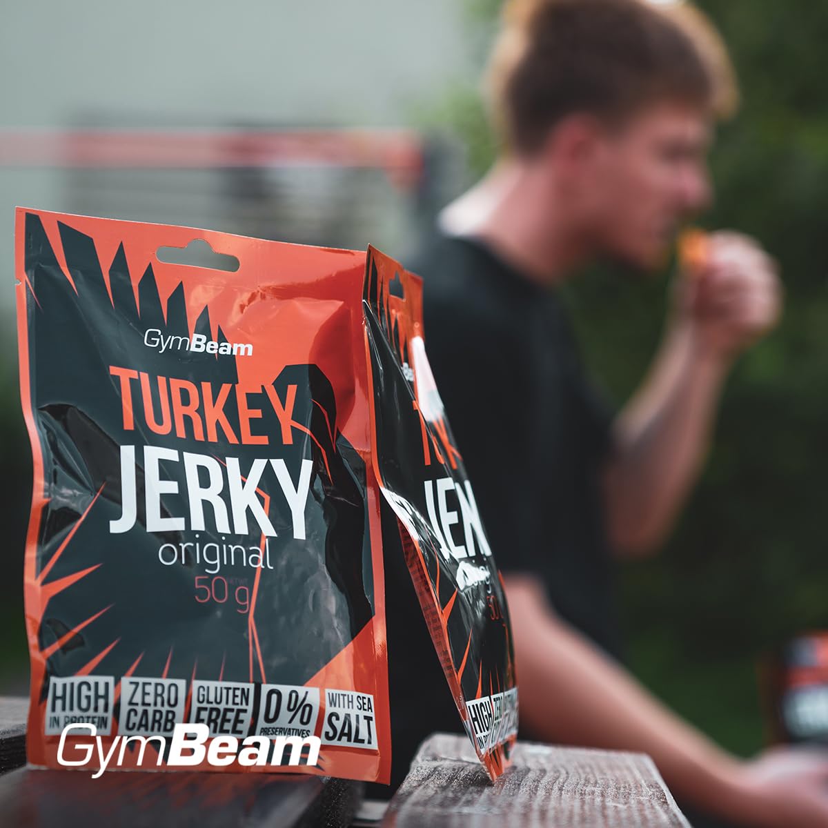 GymBeam Turkey Jerky – Proteinreicher Trockenfleisch-Snack aus 100% Putenfleisch, exzellenter Geschmack, minimales Fett, keine Kohlenhydrate, unterstützt den Muskelaufbau (50 g (5er pack))