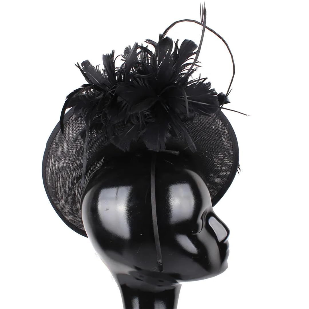 Cappello da donna in lino acrilico Fascinators modisteria cappello a tesa larga Fedora per festa di nozze chiesa