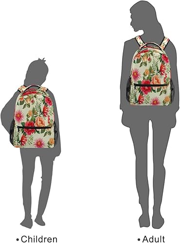 Miniatura 9 de Mochila escolar floral vintage, bolsa atlética para laptop para estudiantes, mochila con bolsillos laterales para viajes, senderismo, campamento
