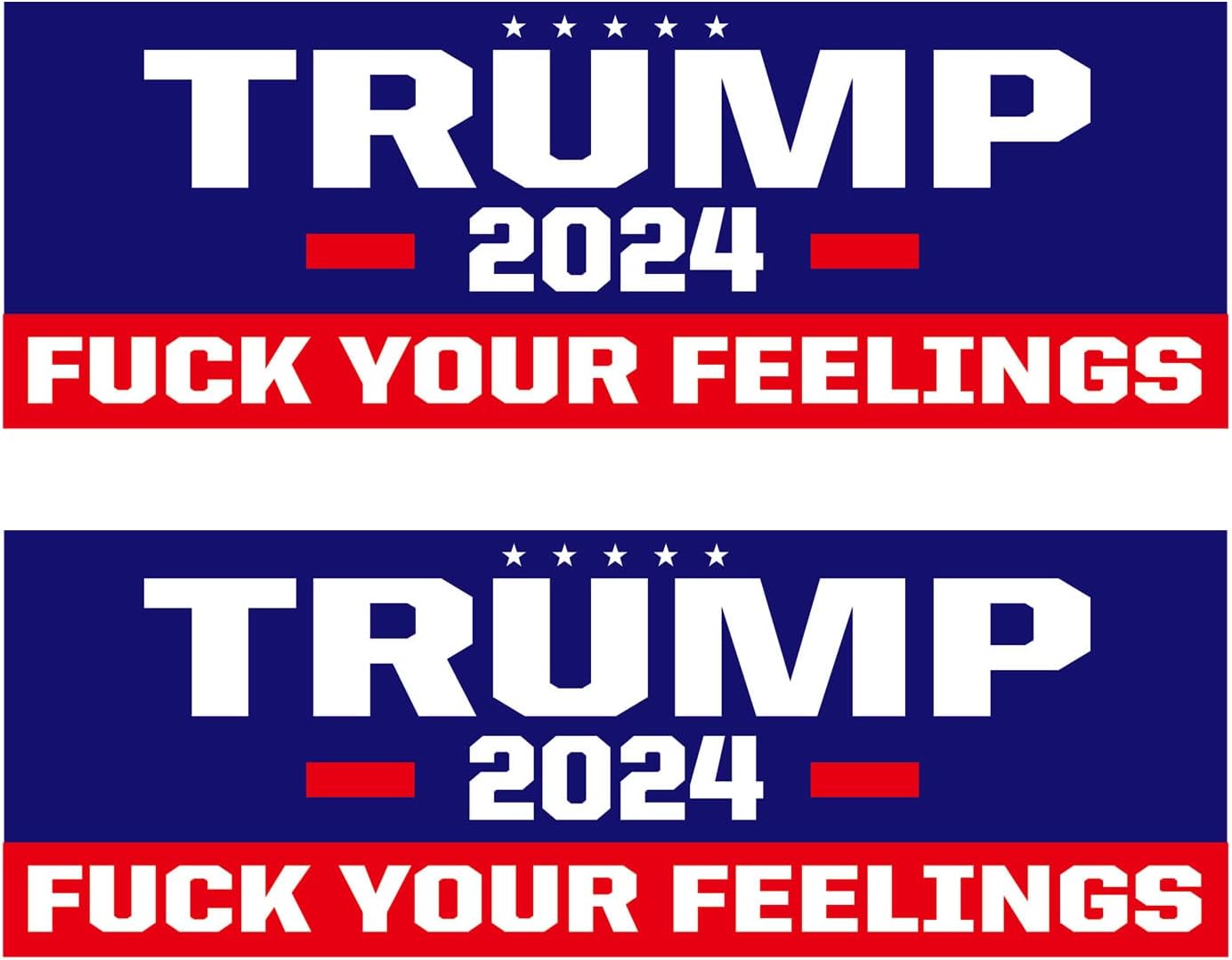 Shmbada 2 PCS Donald Trump 2024 Fuk Your Feelings Funny Vinyl Stickers Waterproof Decal for Car, Bumper, Motorboat, Laptop, Helmet, 3 x 10 Inch, Set of 2