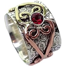 Natural Amethyst Gemstone Spinner Ring, February Birthstone Ring, Floral Design Spinning, Texture Meditation, All In One, Mothers Day Gifts