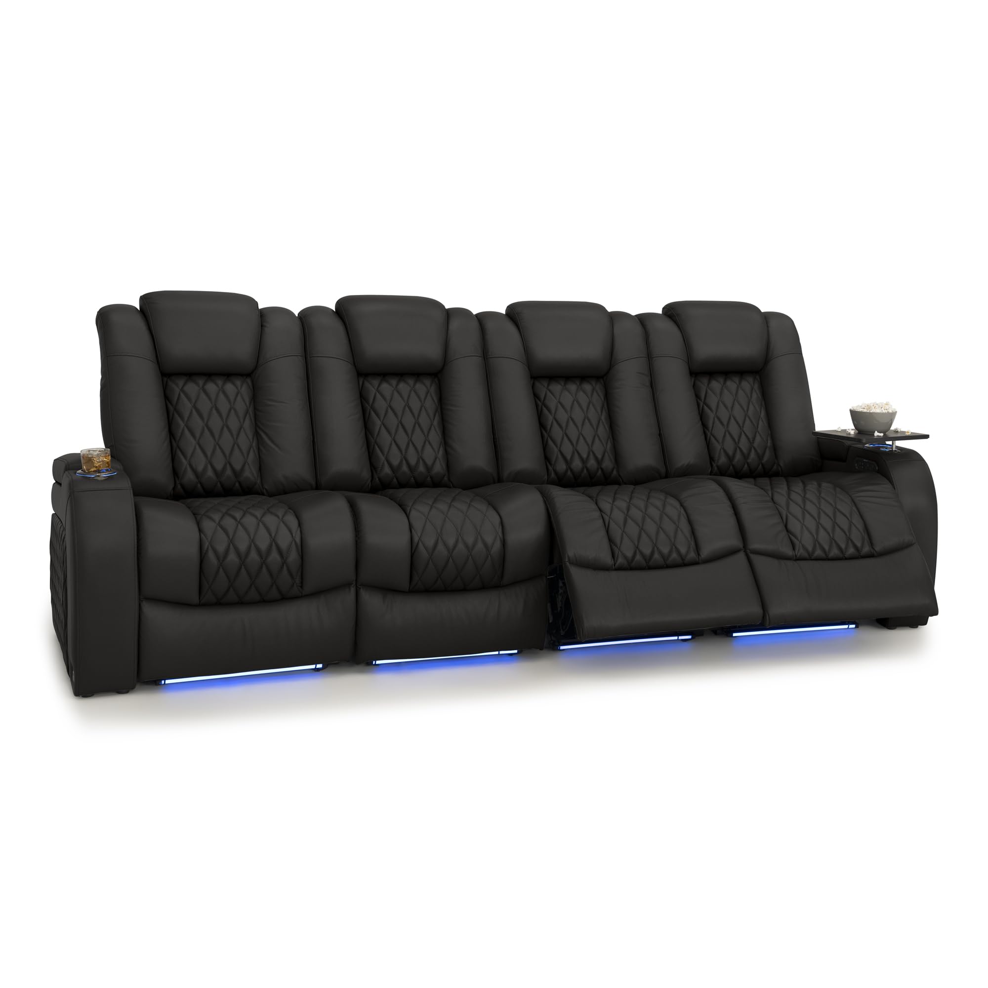 Seatcraft Diamante Home Theater Seating Black Row of 4 Sofa