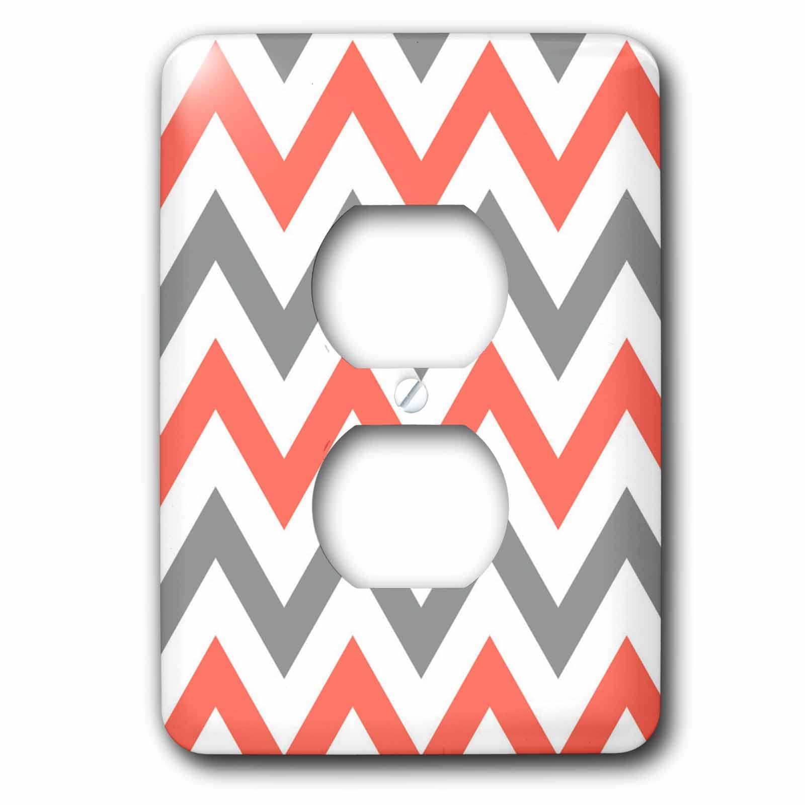 Cache prise 2 prise gris 3dRose finition chevron élégante et durable