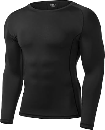 Runhit Mens Compression Long-Sleeve T-Shirt Athletic Compression Base Layer Cool Dry Workout Shirts Sports Running Tops