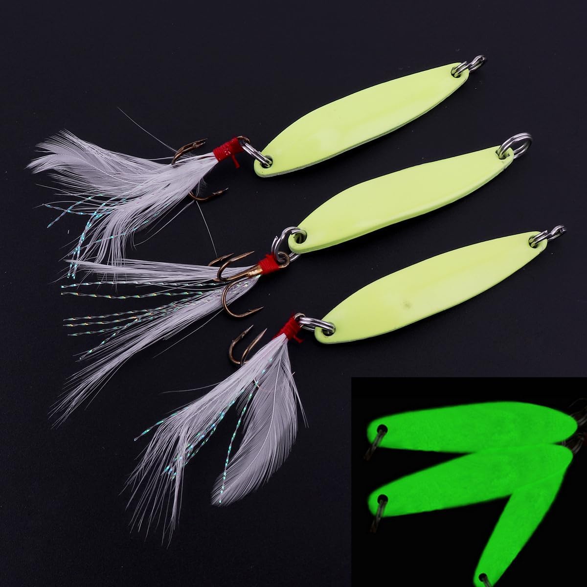 Spoon Fishing Lures Metal Jigs, Luminous Fishing Spoon, Glow Jigging Metal Hard Spinning Lure Bait