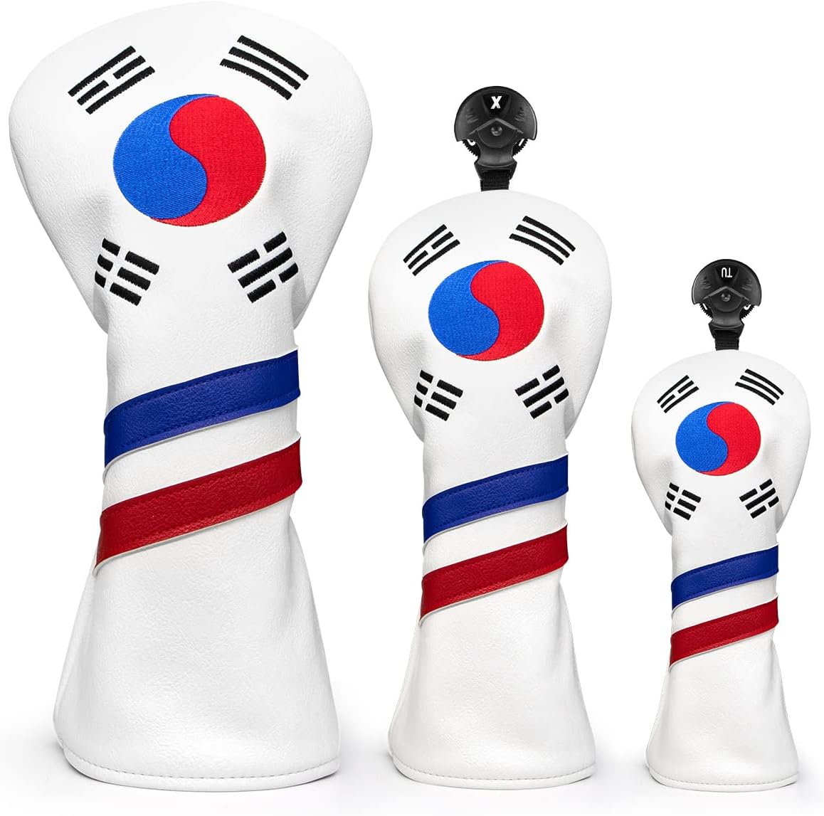 Golf Club Cover South Korea Flag Putter Cover Driver Covers Fariway Wood Headcover Hybrid Cover Blade Putter Headcover Leather Golf Headcovers for All Brand
