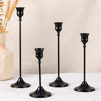 Candlestick Holders, 4PCS Taper Candle Holder, Black for Table Centerpiece