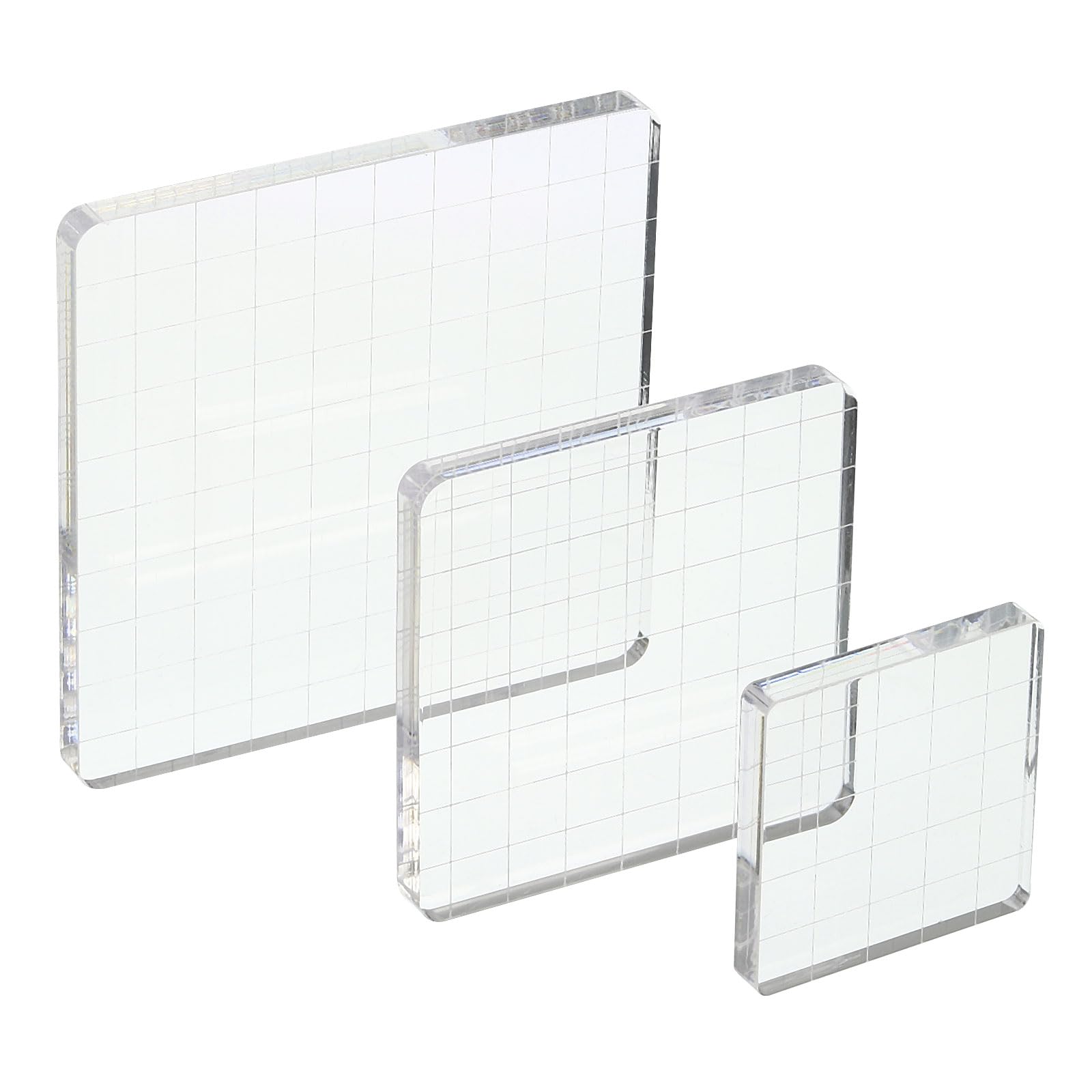 Tampons transparents en acrylique à lignes de guidage pour un alignement parfait en carterie