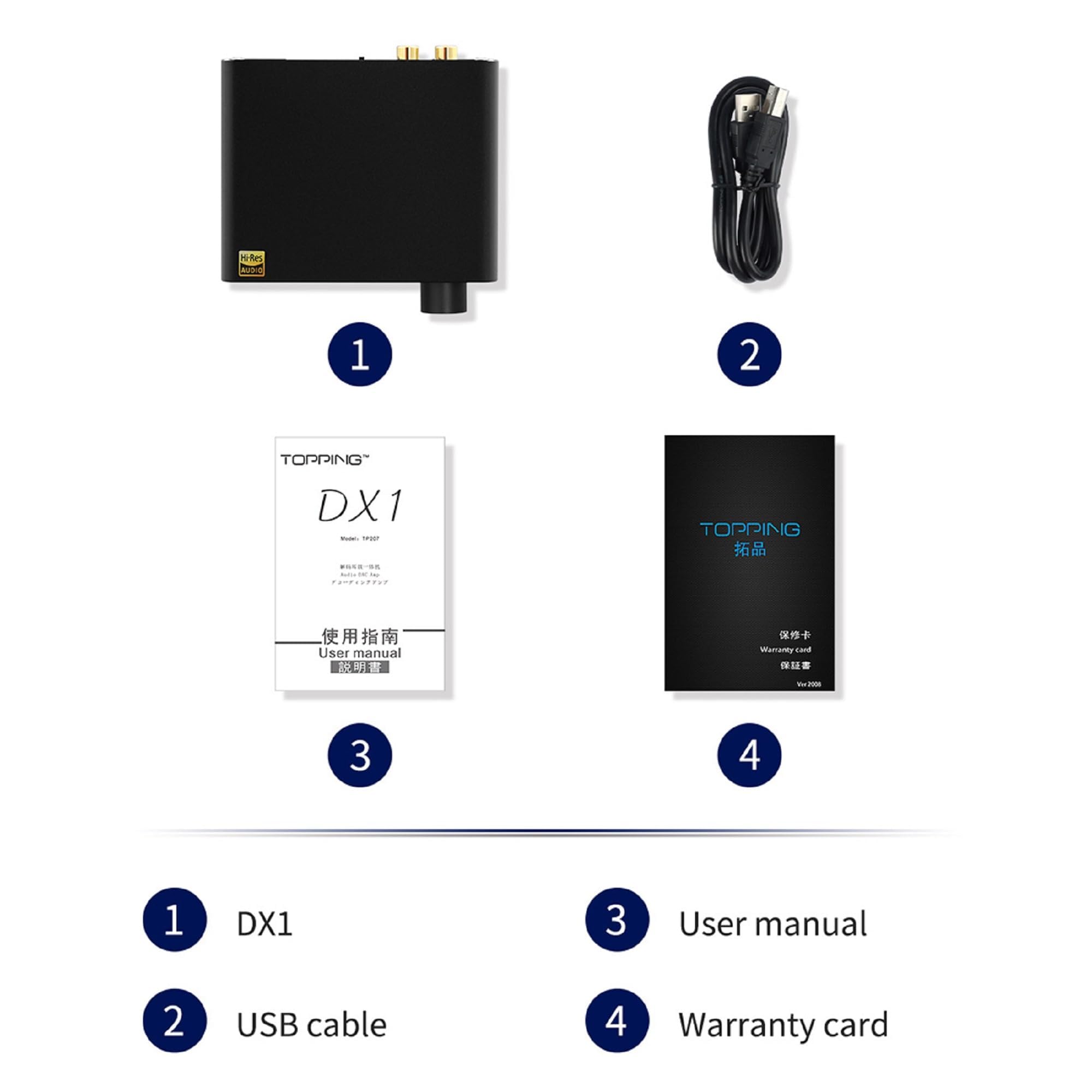 TOPPING DX1 DAC Amplificatore Per Cuffie, AK4493S XU208 DSD256 32Bit/384kHz USB DAC, Convertitori Digitali Analogici Discreti LNRD Audio da USB a RCA, 3,5mm 6,35mm 280mW×2 Amplificatori, Argentatoro