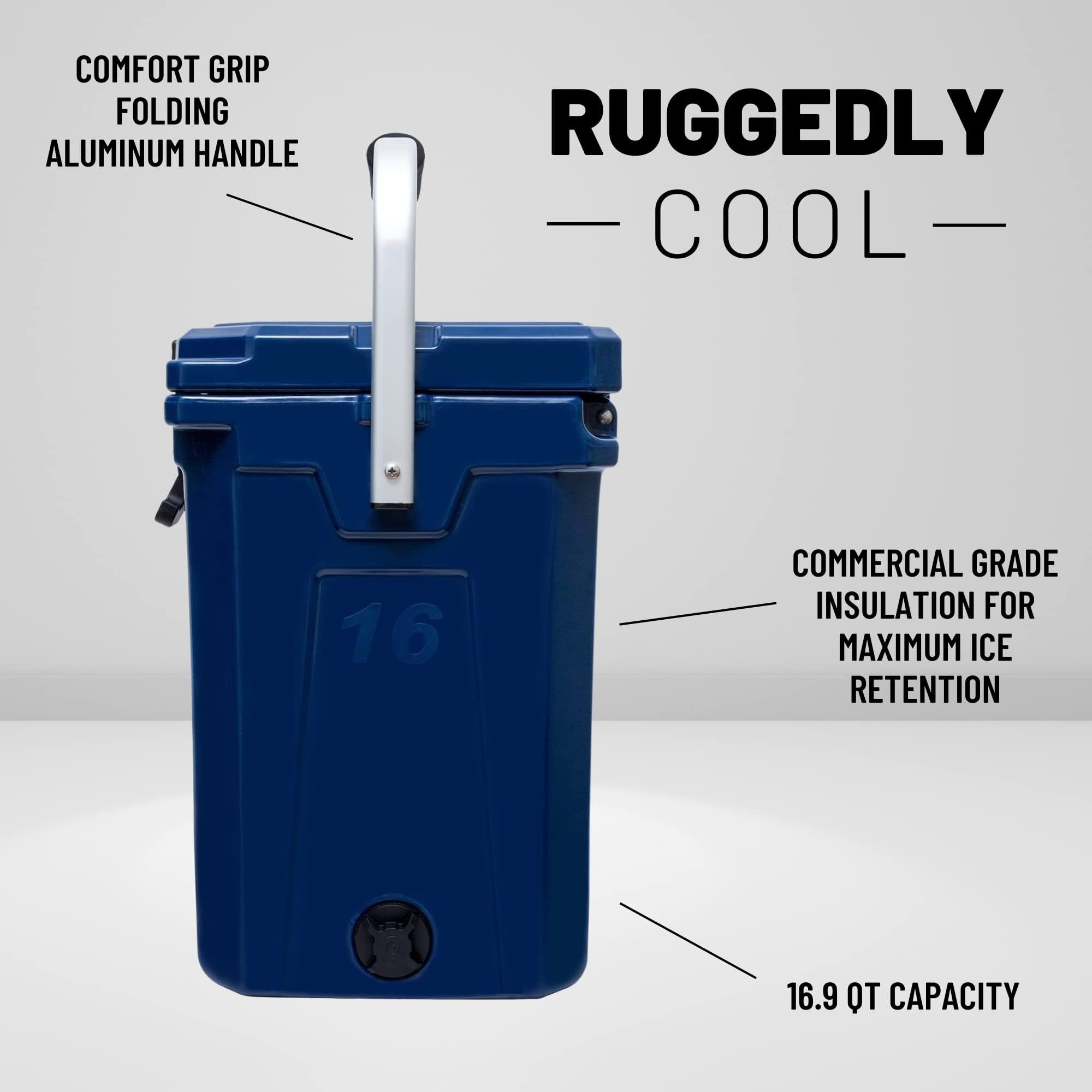 CAMP-ZERO 16L Tall Cooler/Ice Chest with 2 Molded-in Cup Holders