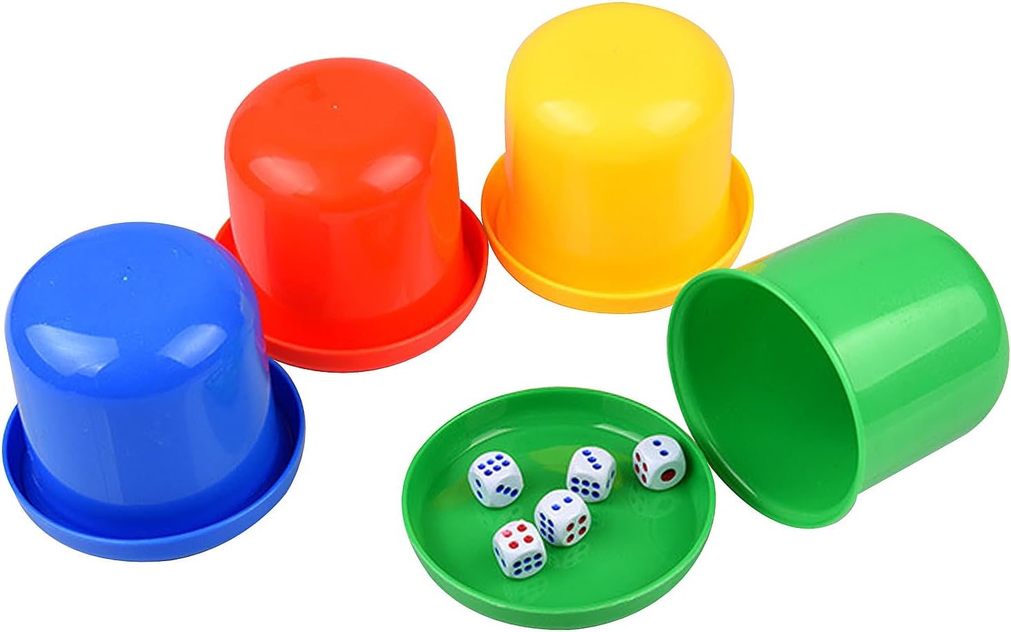 Lezevn 4 Pieces Dice Game Set Plastic Dice Shaker Container Dice Shaker Cup Set Party Props Game Accessory for Bar