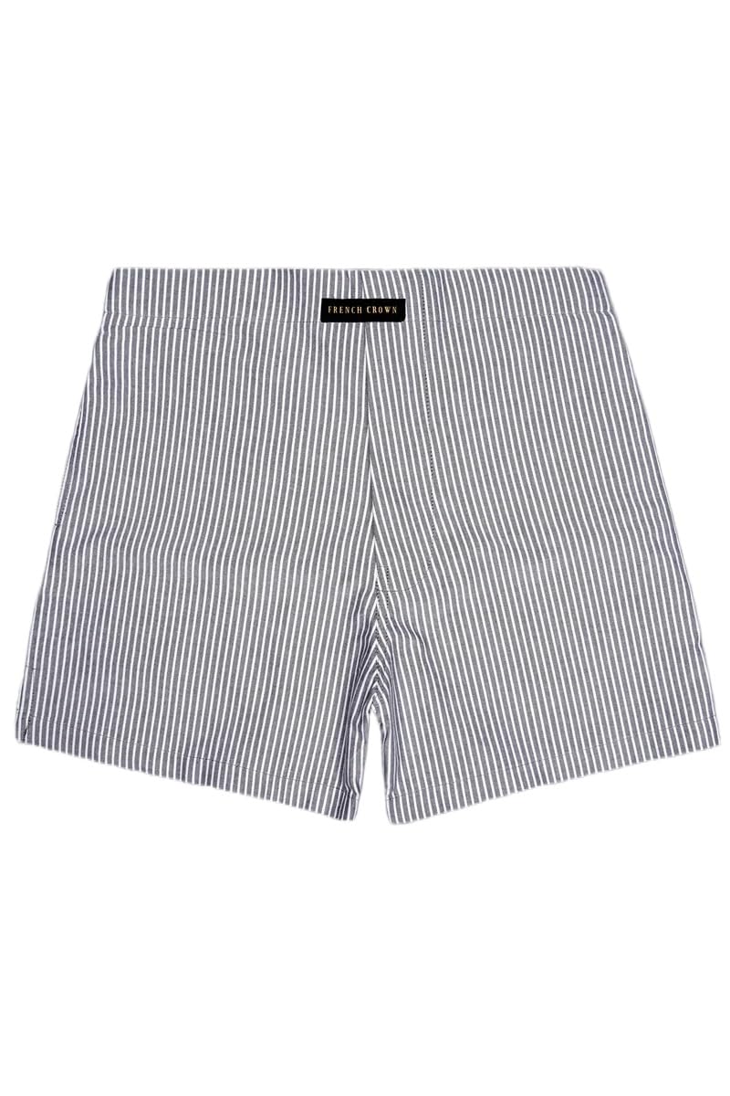 french crown Monsoon Gray and Bright White Stripes Oxford Premium Cotton Boxer-picture-50