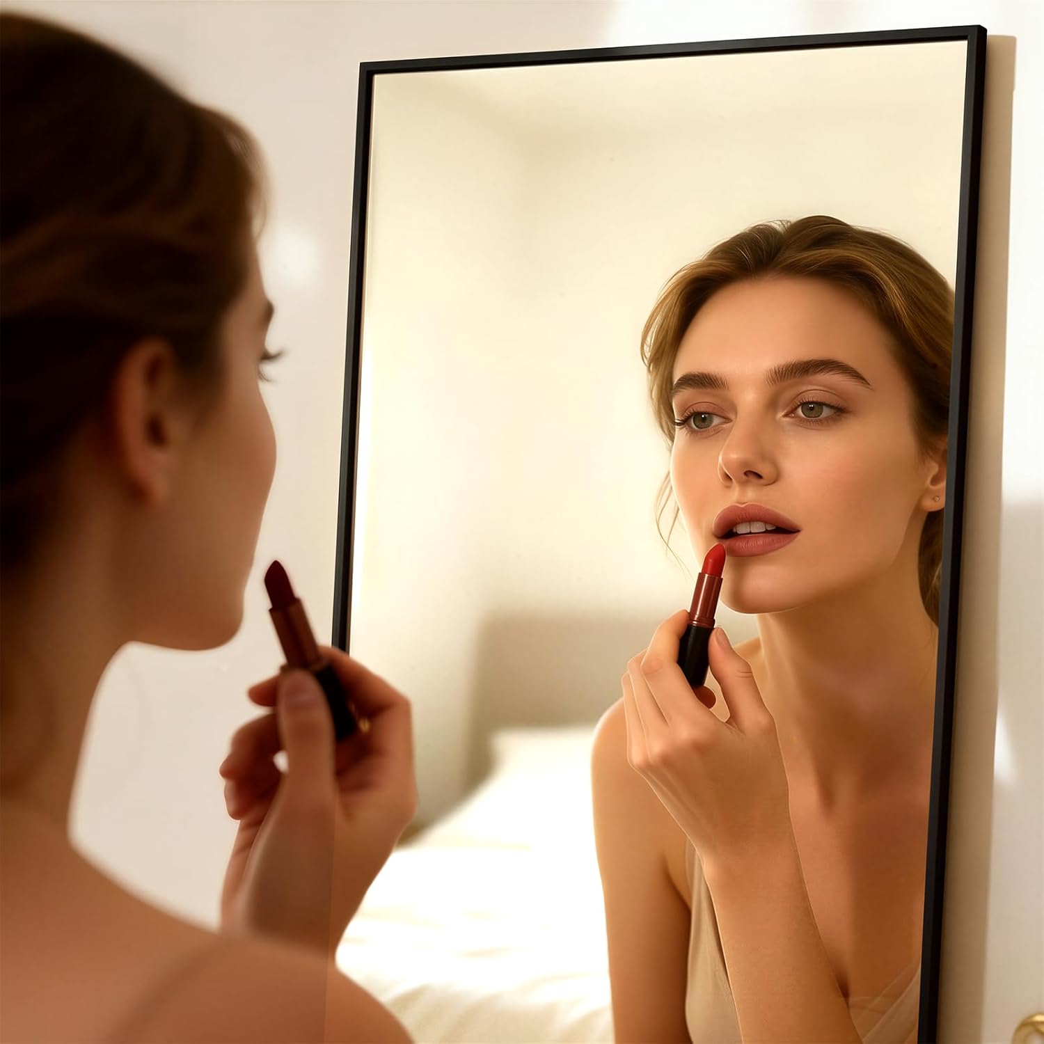 Simple Deluxe Full Length Mirror, 65"×24" Large Floor Mirrors, for Wall Door Bedroom Bathroom Living Room (Black)