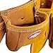 Bucket Boss 3 Tool Bag Suede Leather Tool Apron Tool Belt, with Sewn-On Belt and Steel Roller Buckle Fits Up To 42 in. Waist Size, in Tan, 55149