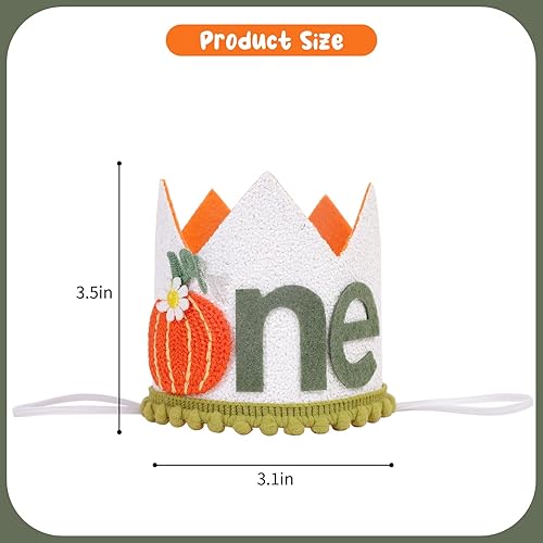 Miniatura 2 de VAVAYAO Corona de primer cumpleaños de calabaza pequeña, corona de primer cumpleaños, corona de cumpleaños de calabaza floral, decoración de primer