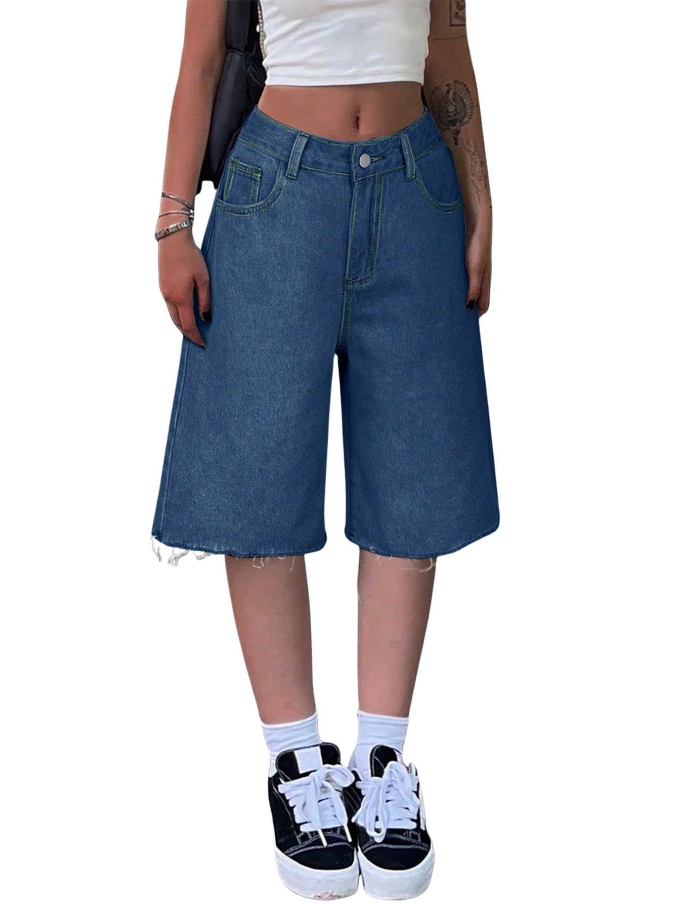 aahwan Light Blue Solid Denim Cropped Long Loose Straight Leg Low Waisted Mid Length Jeans for Women's & Girl's-picture-16