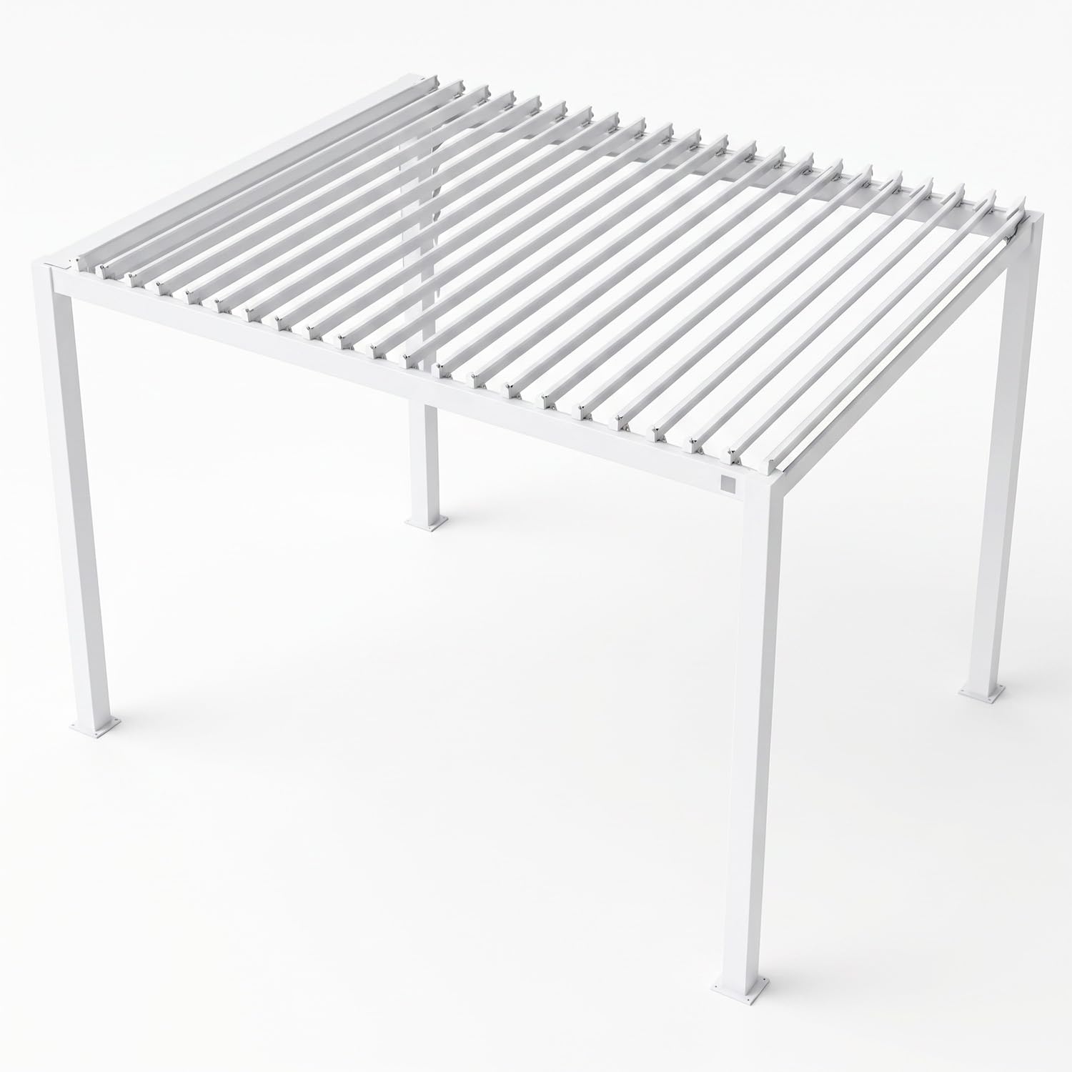 Pergola Bioclimatica 3x4 Metri Gazebo Con Tetto A Lamelle Orientabili Sistema Di Drenaggio Struttura In Alluminio E Acciaio Resistente Ai Raggi UV Per Esterni Bianco Opaco