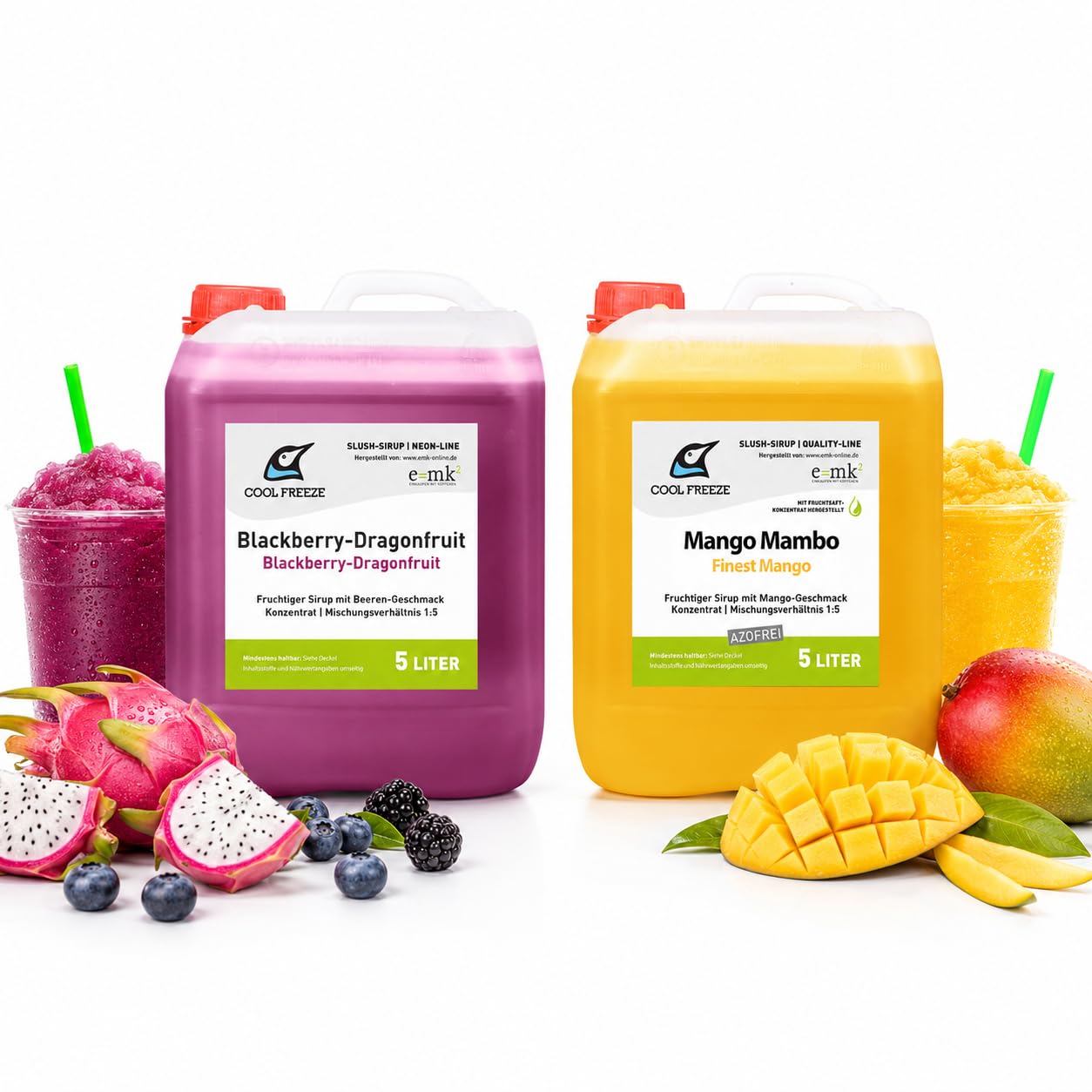 2 er Set Slush Eis Sirup | Drachenfrucht und Mango aus Fruchtsaftkonzentrat | glycerin- und alkoholfrei