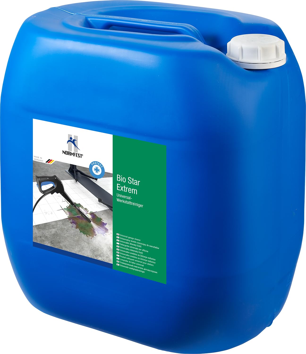 Normfest Bio Star Extrem Universalreiniger – 30 L Kanister, kraftvoller Werkstatt- & Industriereiniger mit Zitrusduft, biologisch abbaubar, schaumarm, entfernt Öl, Fett & Schmutz zuverlässig