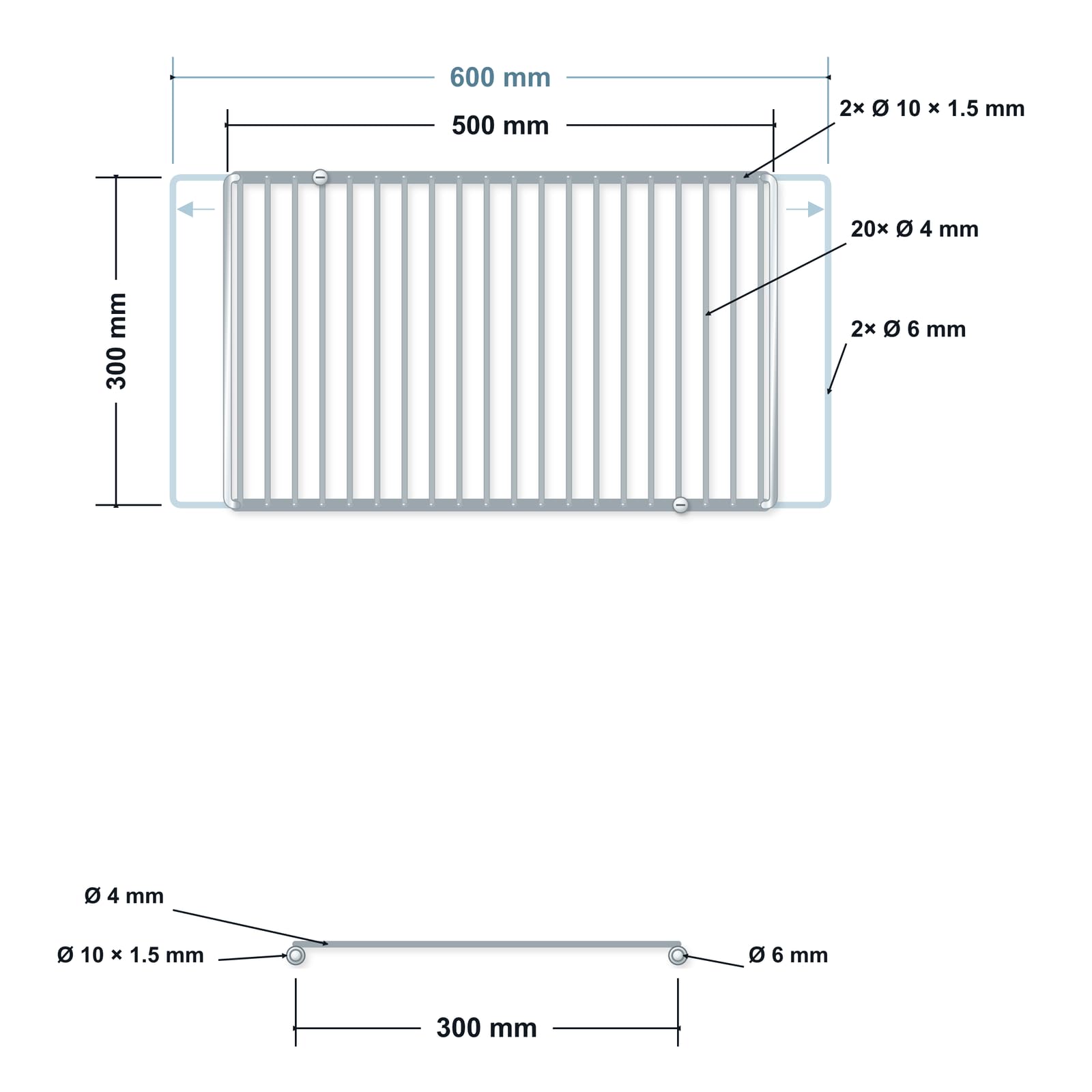 Rejilla barbacoa inox ajustable 50–60 × 30 cm | Diseño ajustable sin asas