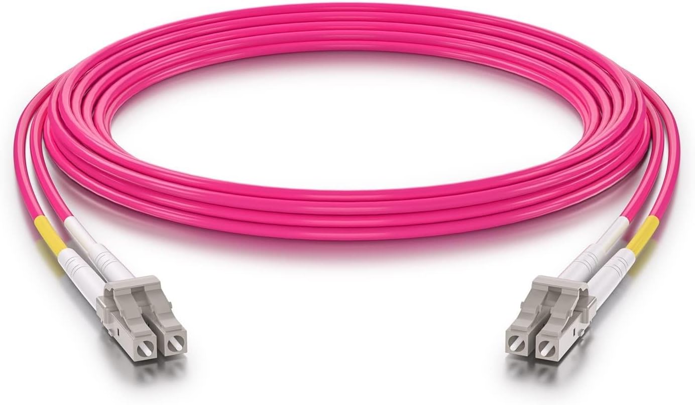 10Gtek OM4 LC to LC Fiber Patch Cable, 10Gb/Gigabit Multimode Fiber Jumper, Duplex LC-LC UPC MMF 50/125um, LSZH, for SFP Transceiver, Router, Networks, Magenta, 3-Meter(9.8-ft)