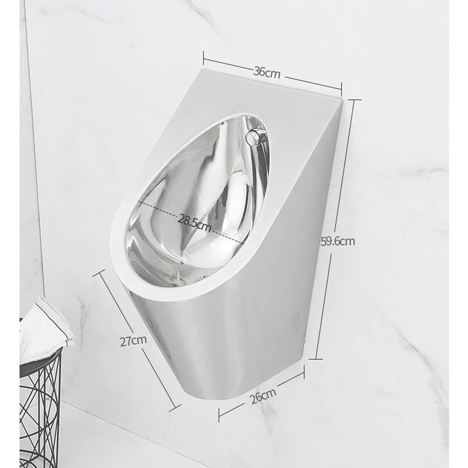 Household Products Men's Urinals, Infrared Sensors Flush Stainless Steel Wall-Mounted Urinal, Deepen Automatic Flush Valve Toilet Tank Fittings Urine Tank, Suitable for B