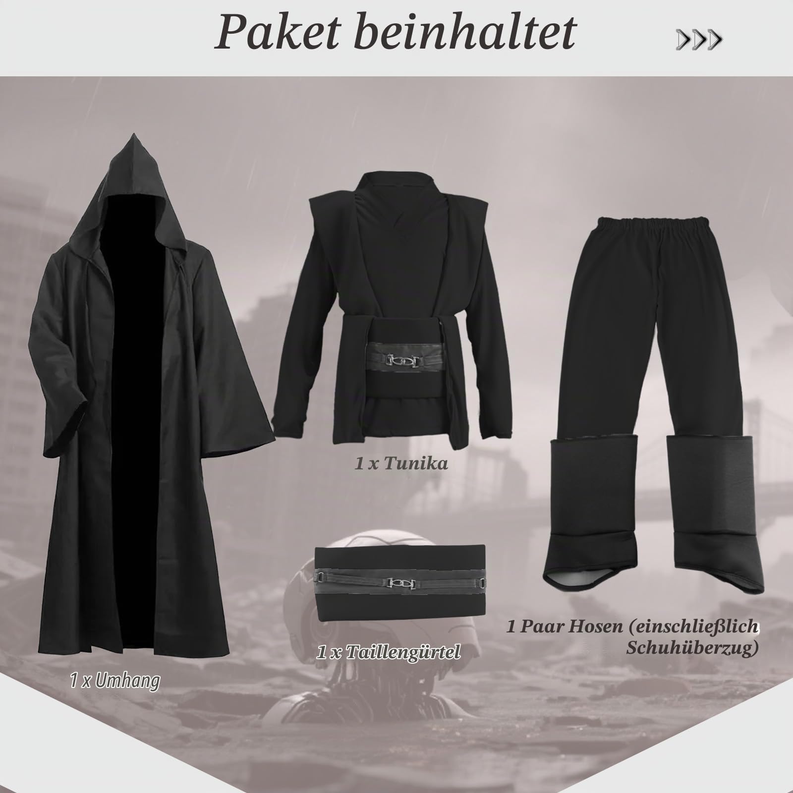 Kitimi Je-d Kostüm Kinder,Robe Kinder mit Kapuze Skywalker Kostüm Hoodies Robe Karneval Halloween Cosplay für Jungen Mädchen