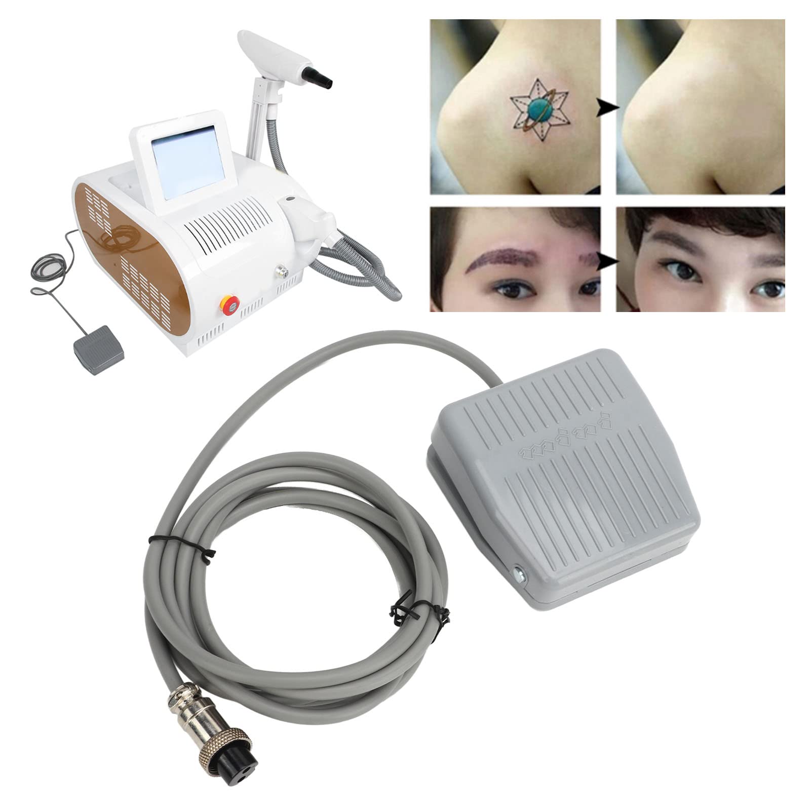 Pedal de Tatuaje, Interruptor de Pie de Tatuaje Láser de 2 Orificios, Cable de 78,7 Pulgadas, Interruptor de Pedal Antideslizante para Máquina de Depilación, Máquina de Depilación