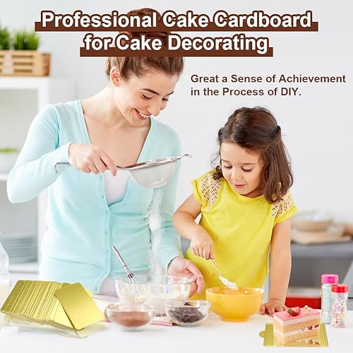 Miniatura 6 de Abnaok Mini tableros para tartas de cartón dorado, base de mousse para pasteles, 100 unidades, tablero de papel para tartas, platos de diserte,